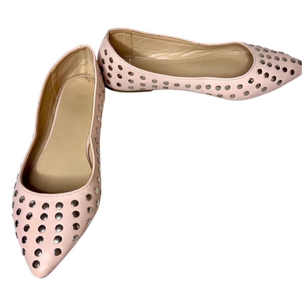 Wild Diva Blush pink Studded Pointed Toe Ballet Flats Women’s Shoes Size 8 - Picture 3 of 10